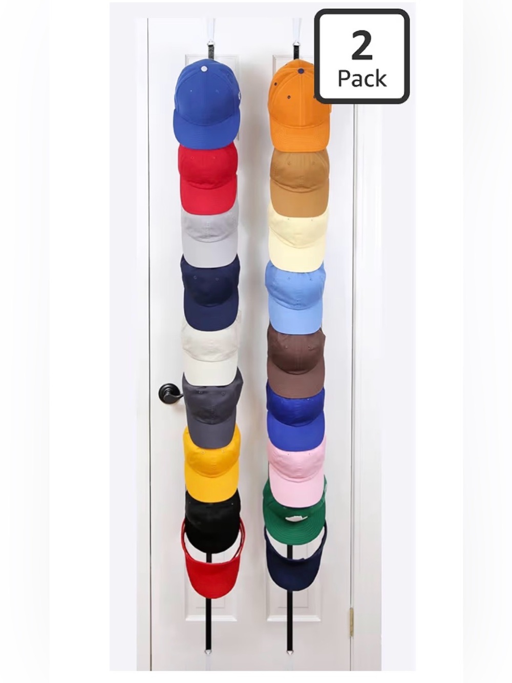 Perfect Curve Over-The-Door Hat Organizer for Baseball Caps Holds 18-36 Hats